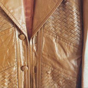 Vintage Brown Leather Stiched Coat